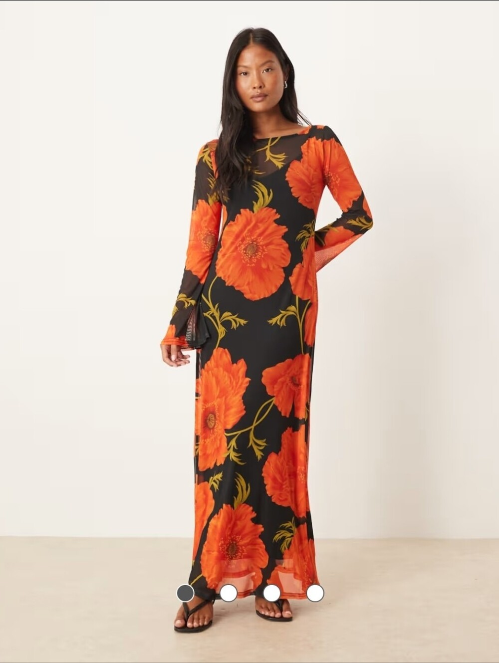 Never Fully Dressed long sleeve mesh maxi dress in poppy print $176 Size 12